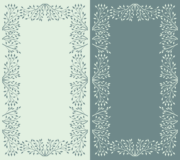 春季背景，花卉树枝、叶子、植物的画框。优雅、时尚的装饰元素。手绘复古植物元素涂鸦。留有文字空间。图片下载