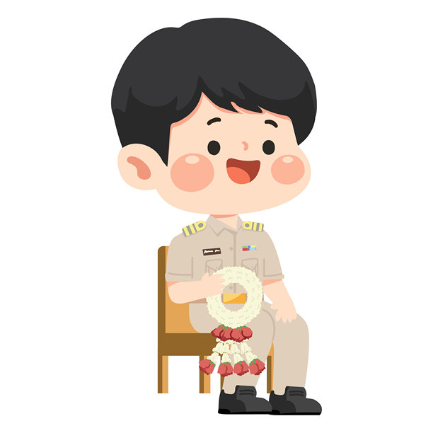 泰国老师佩戴花环的插画图片下载