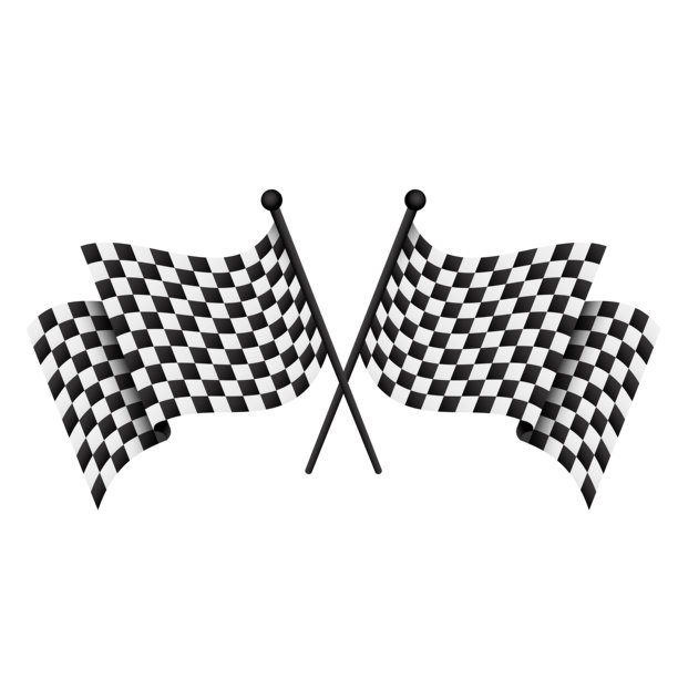 格子赛车旗。汽车比赛、体育赛事逼真的终点旗帜套装。矢量插画图片下载