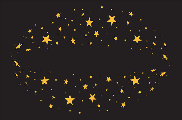 闪光星辰。散落的黄色星星在黑色背景上。星空。矢量插画图片下载