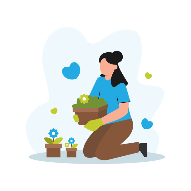 园林绿化和园艺插画，扁平化矢量设计图片下载