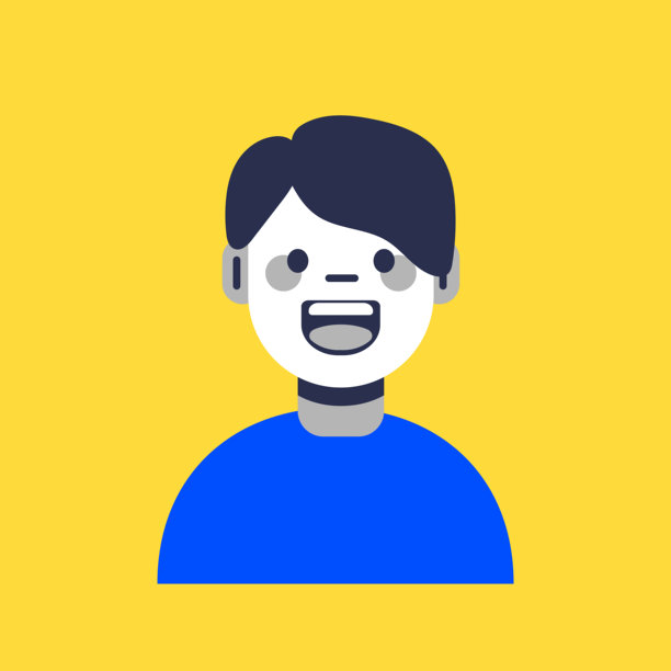 现代极简风格的男性脸部扁平头像插画图片下载