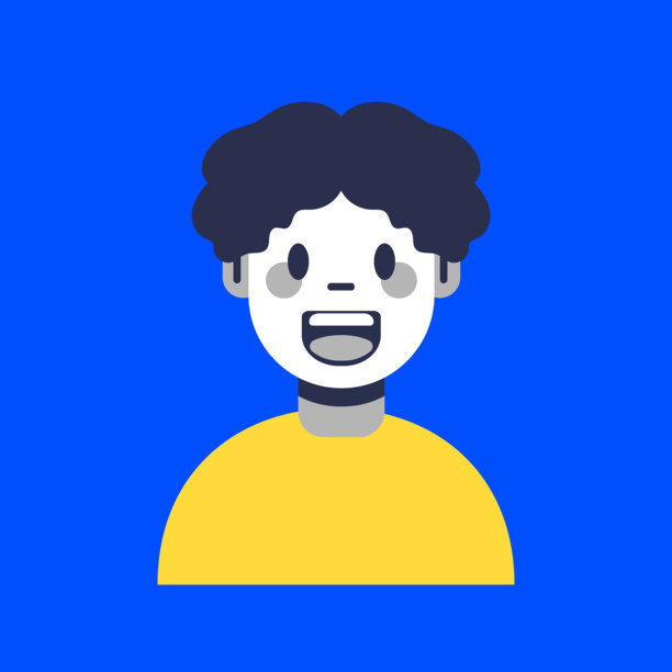 现代简约风格的男性脸部扁平头像插画图片下载