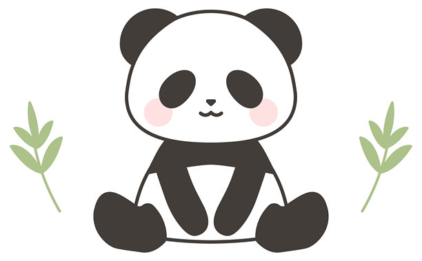 可爱的熊猫手绘卡通插画素材图片下载