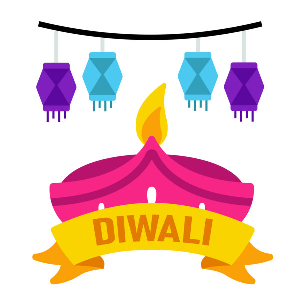 现代风格的排灯节设计插画图片下载