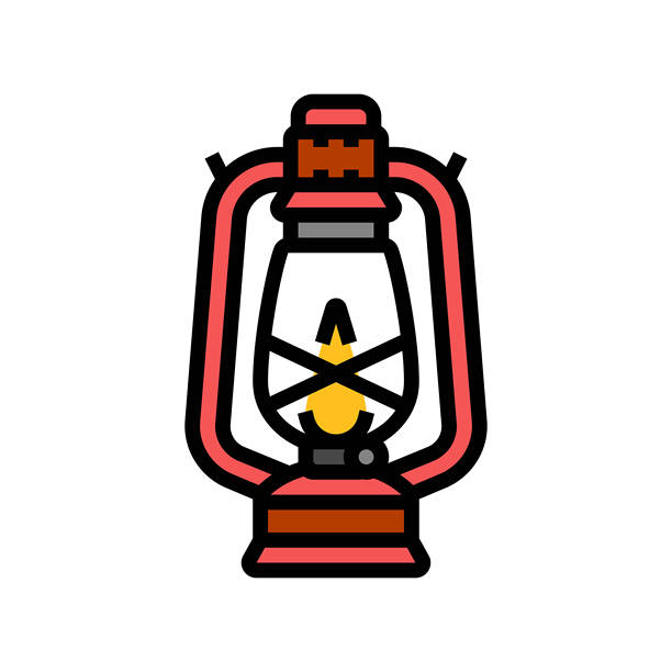 煤油灯彩色图标矢量插画图片下载