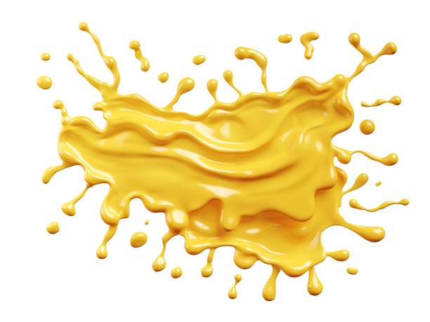 融化的黄色奶酪，孤立在白色背景上，带有剪辑路径，3D插画。图片下载