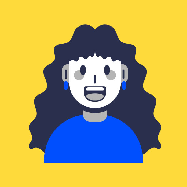 现代简约风格的女性面部扁平化头像插画图片下载