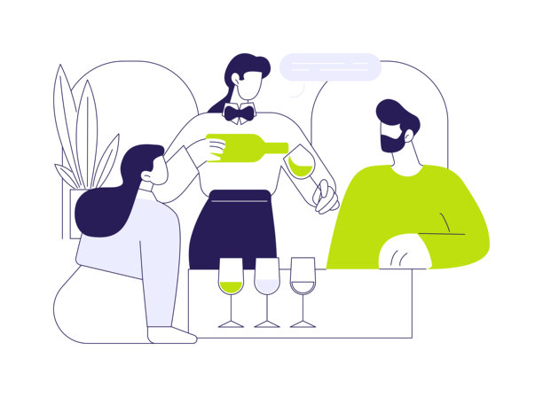 葡萄酒品鉴卡通矢量插画素材图片下载