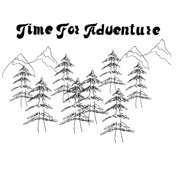 手绘探险字体，配以森林和山脉插画。适合户外、旅行、徒步、自然、荒野、探索和旅行癖艺术的励志露营名言设计。图片下载