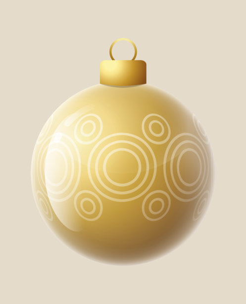 时尚金色圣诞新年装饰的圆形玻璃饰品矢量球，节庆圣诞3D图形的透明玻璃球矢量插画。图片下载