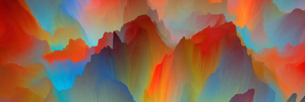 魔法世界。多彩抽象奇幻背景，超现实梦幻风景。3D插画图片下载