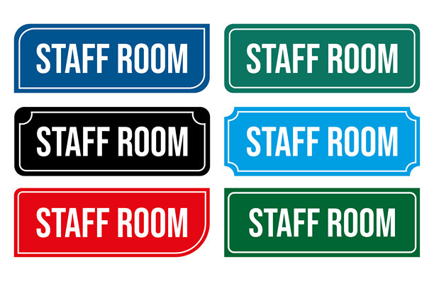 学校可打印门牌上的员工休息室门牌插画图片下载