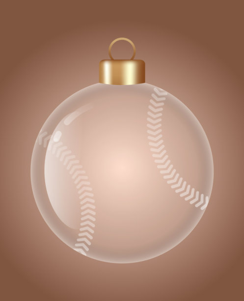 时尚圣诞新年装饰的棒球玻璃饰品矢量图，节日的圣诞节3D图形的透明玻璃球矢量插画图片下载