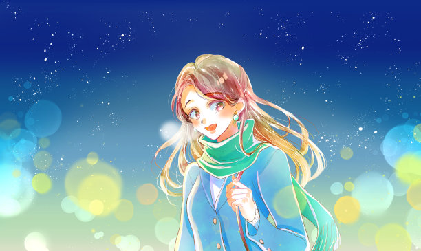 一名女子在冬天外出时的插画图片下载