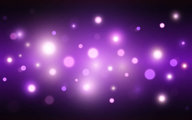 紫色散景光背景，带有柔和发光球体和抽象模糊，背景装饰。插画素材图片下载