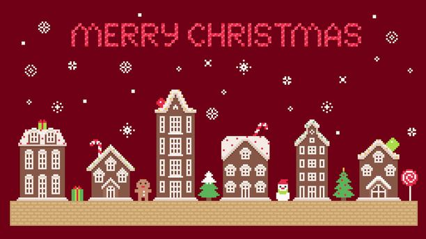 圣诞快乐姜饼人小镇插画，描绘节日房屋图片下载