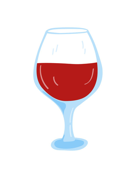 一个装有红酒的玻璃杯。矢量插画，孤立在白色背景上。图片下载