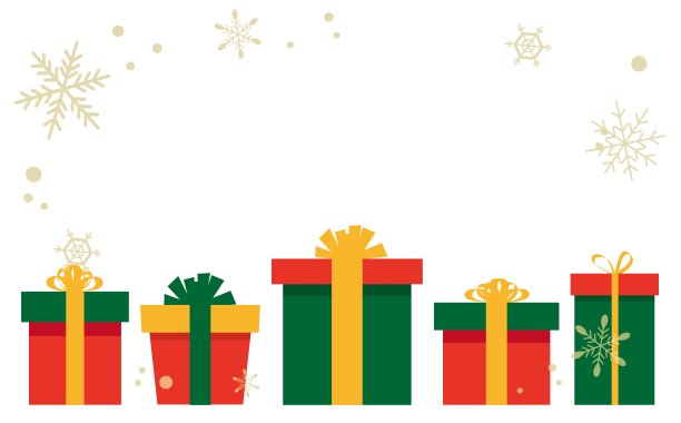圣诞礼物盒与雪花背景插画图片下载