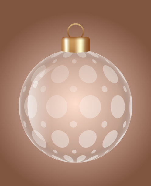 时尚圣诞新年装饰用的圆形玻璃饰品矢量球。节日圣诞3D图形的透明玻璃球矢量插画。图片下载