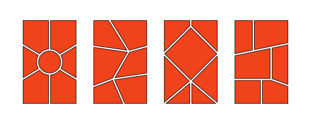 红色漫画分镜画框集。波普艺术模板网格页面集合。6格和7格图片拼贴情绪板布局包。图片情绪板创意。用于照片、海报、漫画模型的故事情节板设计。矢量图图片下载