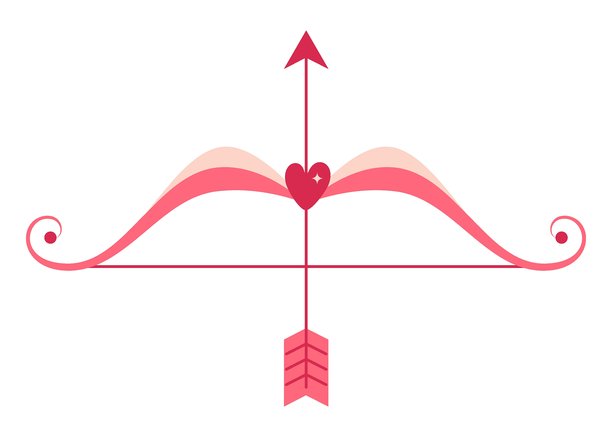 可爱丘比特之弓插画。情人节浪漫元素。白色背景矢量图。图片下载