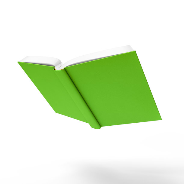 绿色的精装书在白色背景上打开展示，孤立。三维插画。带裁剪路径的文件。图片下载