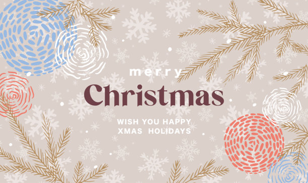 圣诞假日背景、贺卡、圣诞树、冬季封面、壁纸、手绘创意矢量插画图片下载