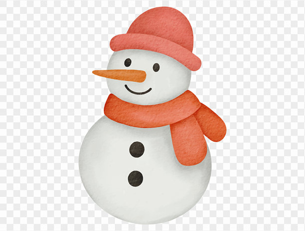 水彩风格的雪人圣诞冬季假日插画矢量图图片下载