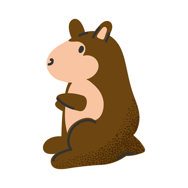 扁平风格的可爱毛绒仓鼠玩具插画，柔和的棕色图片下载