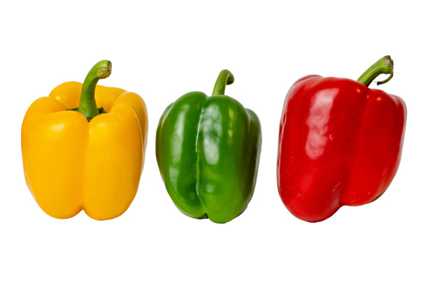 使用高分辨率相机，通过焦点堆叠技术拍摄的白色背景上的新鲜甜椒照片。图片下载