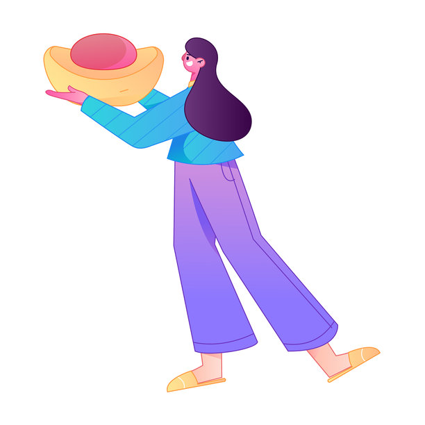 专业草图插画，描绘一个人体运动的形象，手持一枚金币。图片下载