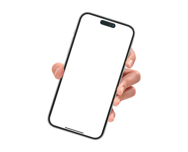 特写一只手展示带有空白屏幕的智能手机，孤立在白色背景上。高品质工作室拍摄。概念涉及技术、商业、金融、广告、公共关系和生活方式主题。图片下载