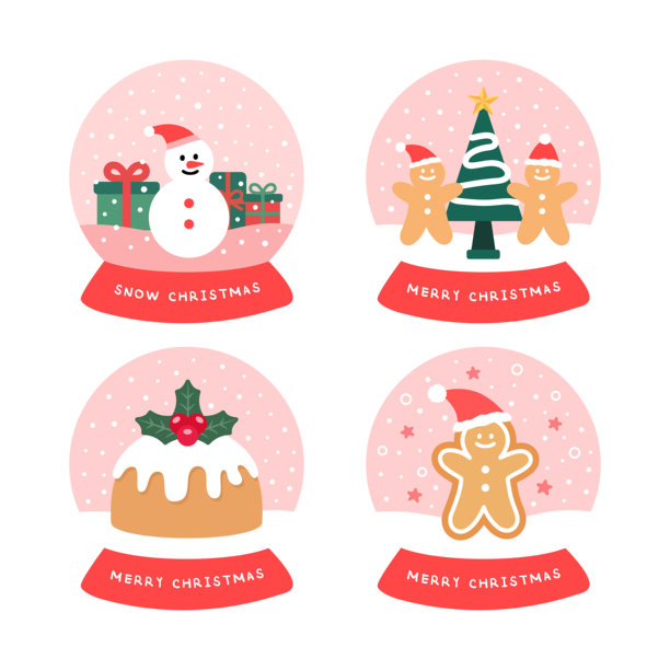 可爱的圣诞雪球套装插画图片下载