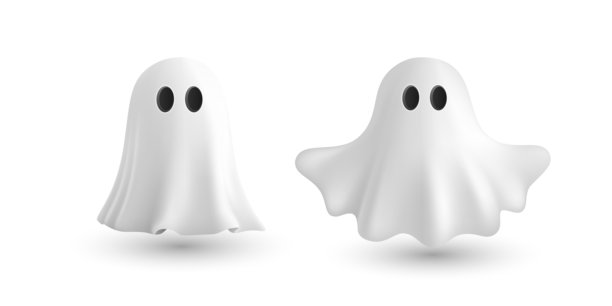 矢量3D万圣节幽灵剪贴画。可爱的万圣节幽灵角色，独立。卡通万圣节幽灵图标。用于万圣节派对设计的诡异白色幽灵插画图片下载
