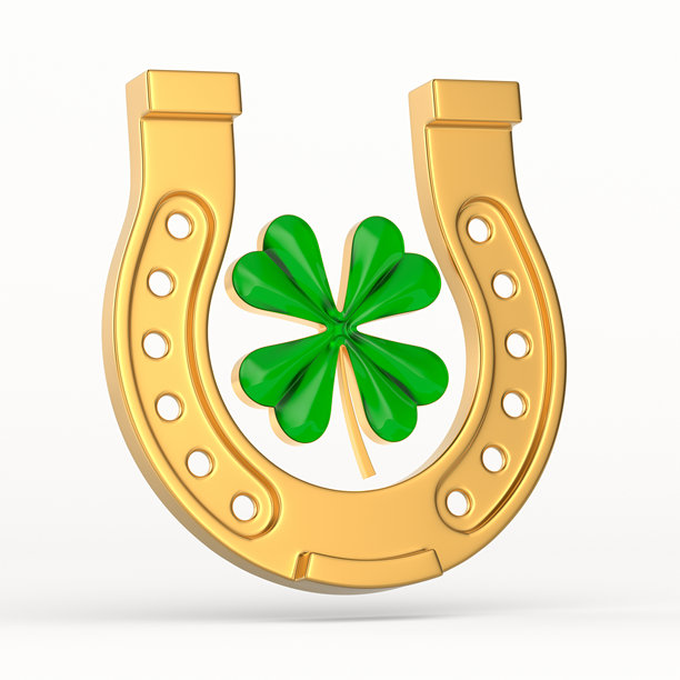 白色背景上的三叶草和马蹄铁。孤立的3D插画图片下载