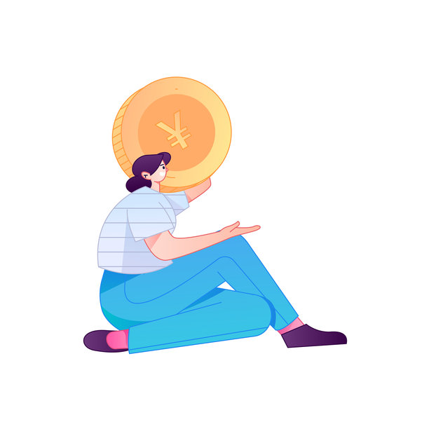 人物的专业素描插画，描绘了其持有金币的身体动作。图片下载