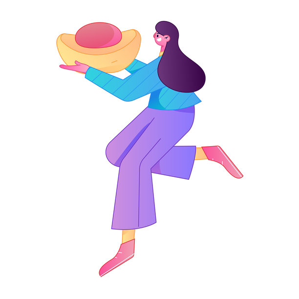 专业素描插画，描绘一个人体动作抓住金币的画面。图片下载