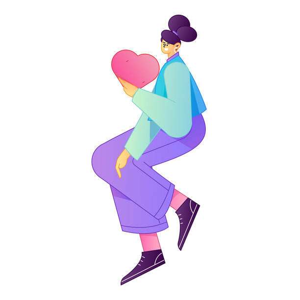 一个人物手捧着关怀的手的浮雕插画，象征着分享爱意的行为。图片下载