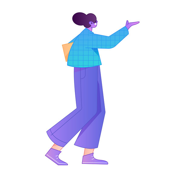矢量渐变插画，描绘自信的站姿和肢体动作。图片下载