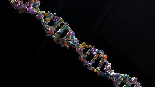 用药物和药丸制成的DNA模型插画，个性化靶向治疗和癌症治疗的概念方法图片下载