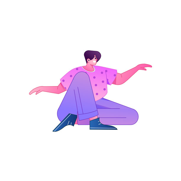 人物坐姿，互联网矢量扁平渐变插画图片下载