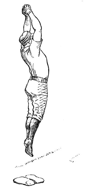 复古插画 - 棒球运动员跳起接球图片下载