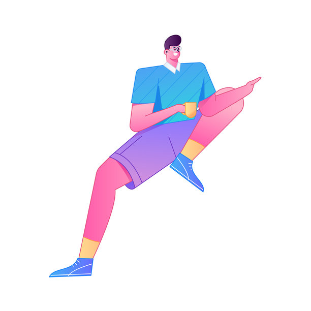 坐姿人物，互联网矢量渐变插画图片下载