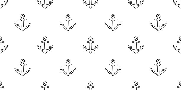 海盗主题的锚、鹿角、头盔、船只的无缝图案矢量图，用于海洋、海浪、海滨、瓷砖背景、围巾、礼品包装纸、壁纸重复图案的插画设计图片下载