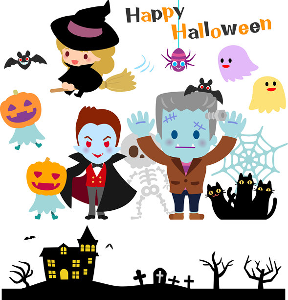 万圣节角色装饰插画集图片下载