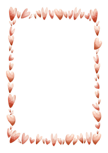 可爱的小红心边框。水彩手绘插画，孤立在白色背景上，用于情人节卡片标签。图片下载