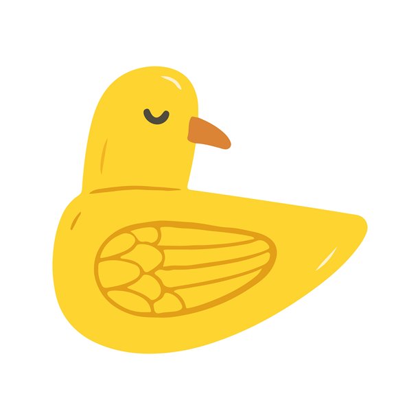 手绘可爱黄色橡皮鸭玩具插画图片下载