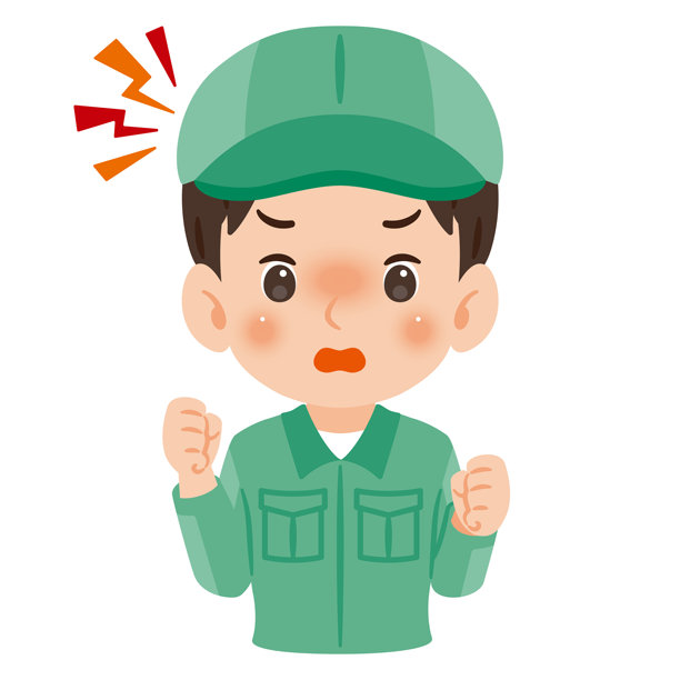 穿着工作服戴着帽子的愤怒的男人，上半身插画图片下载