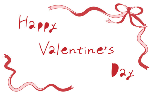 红色丝带情人节插画边框素材图片下载